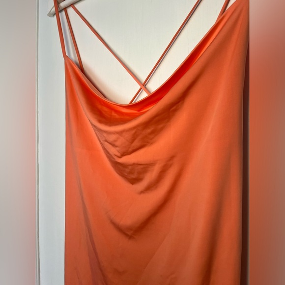 New, Forever 21 Coral Open Back Lightweight Mini Slip Dress. Size Small - Picture 2 of 5